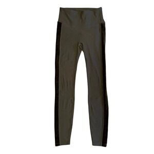 NYLORA x Bandier Black Leggings w/Velvet‎ Tuxedo Stripe Size XS Athleisure Gym